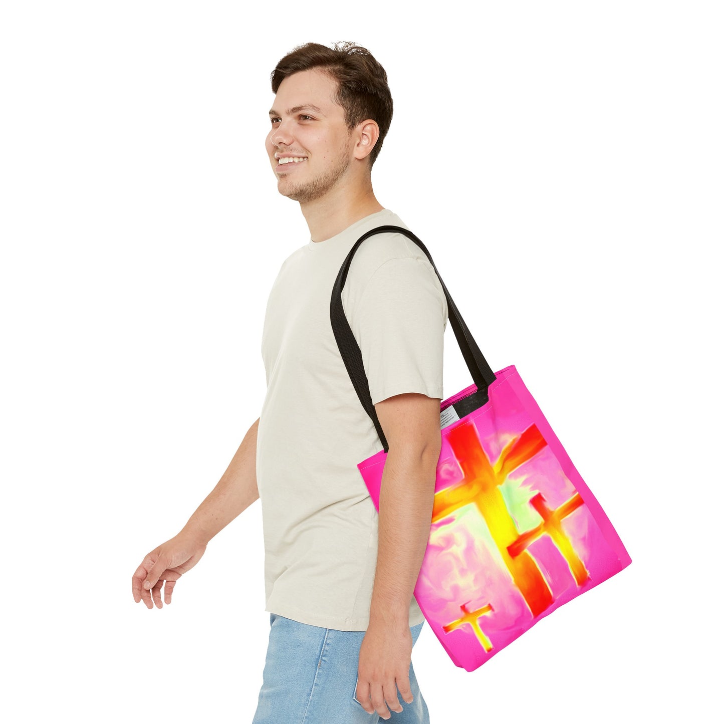 Pink Cross Art Tote Bag - Shopping Bags