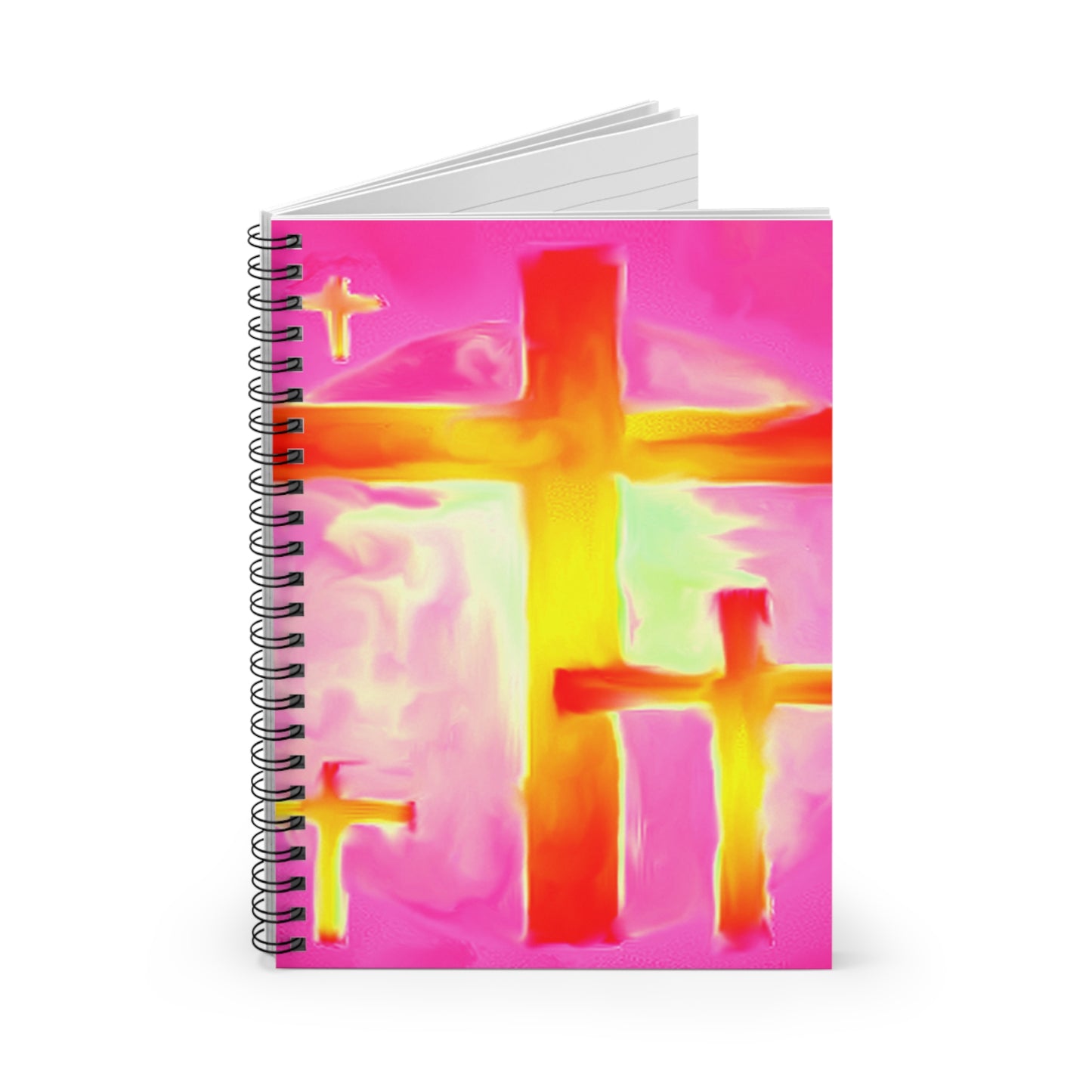 Pink Cross Art Spiral Notebook - Ruled Lines