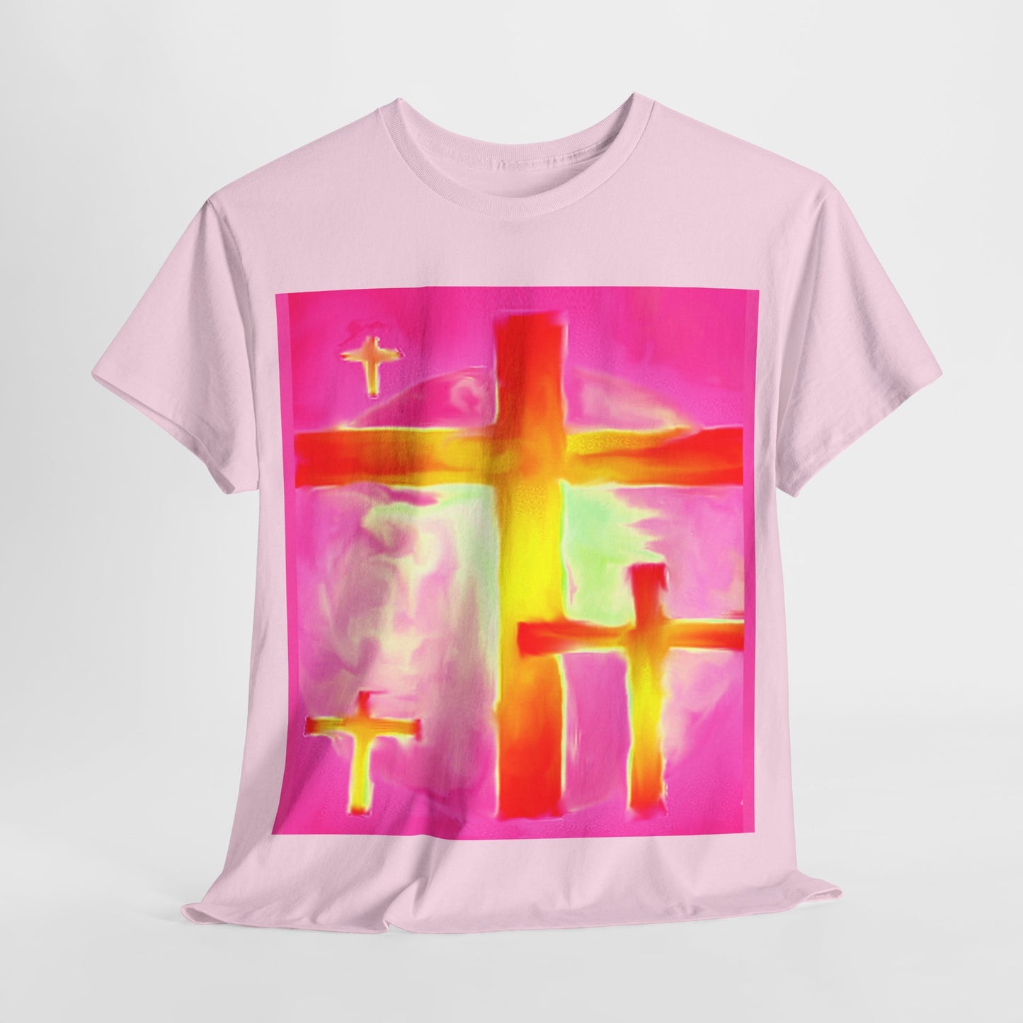 Pink Cross Art Unisex Heavy Cotton Tee