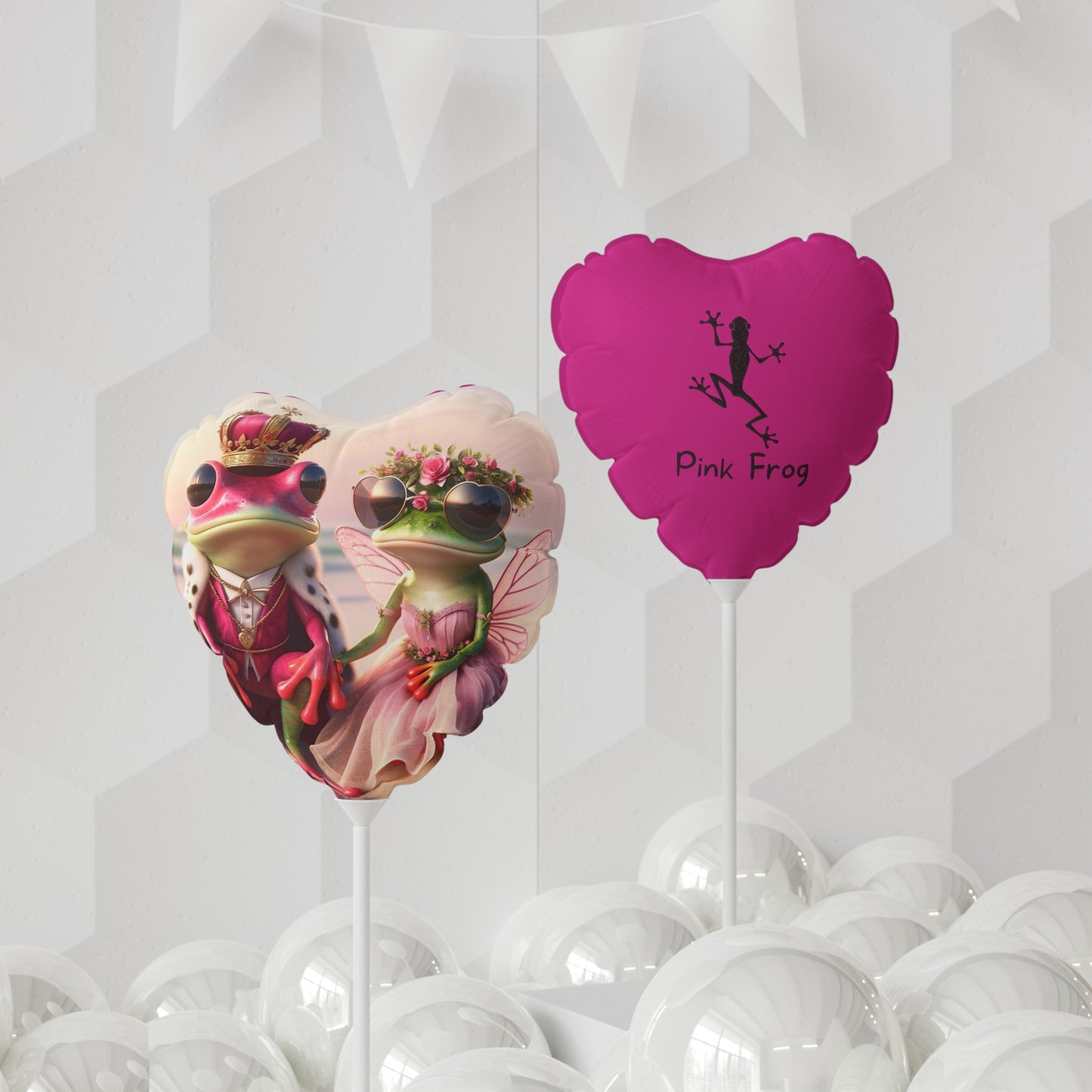 Balloon | Round and Heart-shaped - Pink Frog