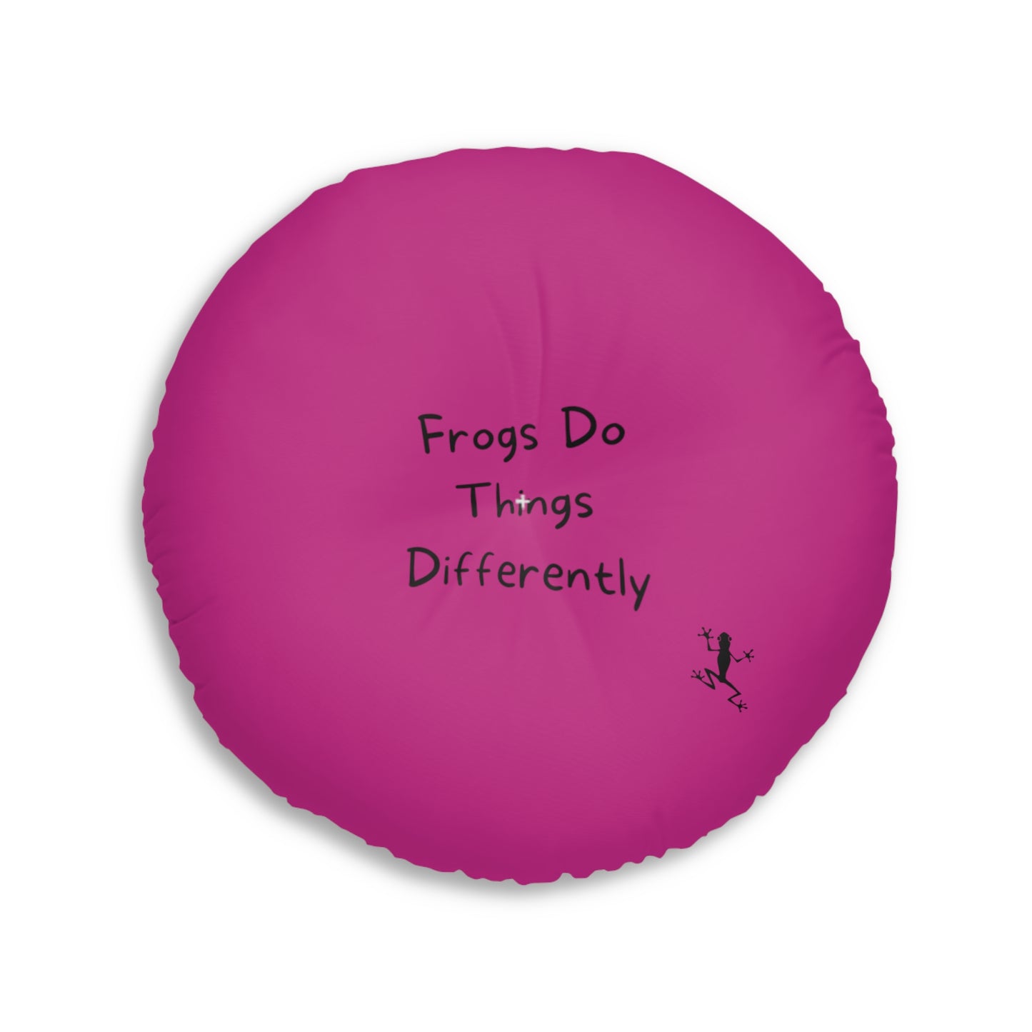 Tufted Floor Pillow | Round Floor Cushion - Pink Frog