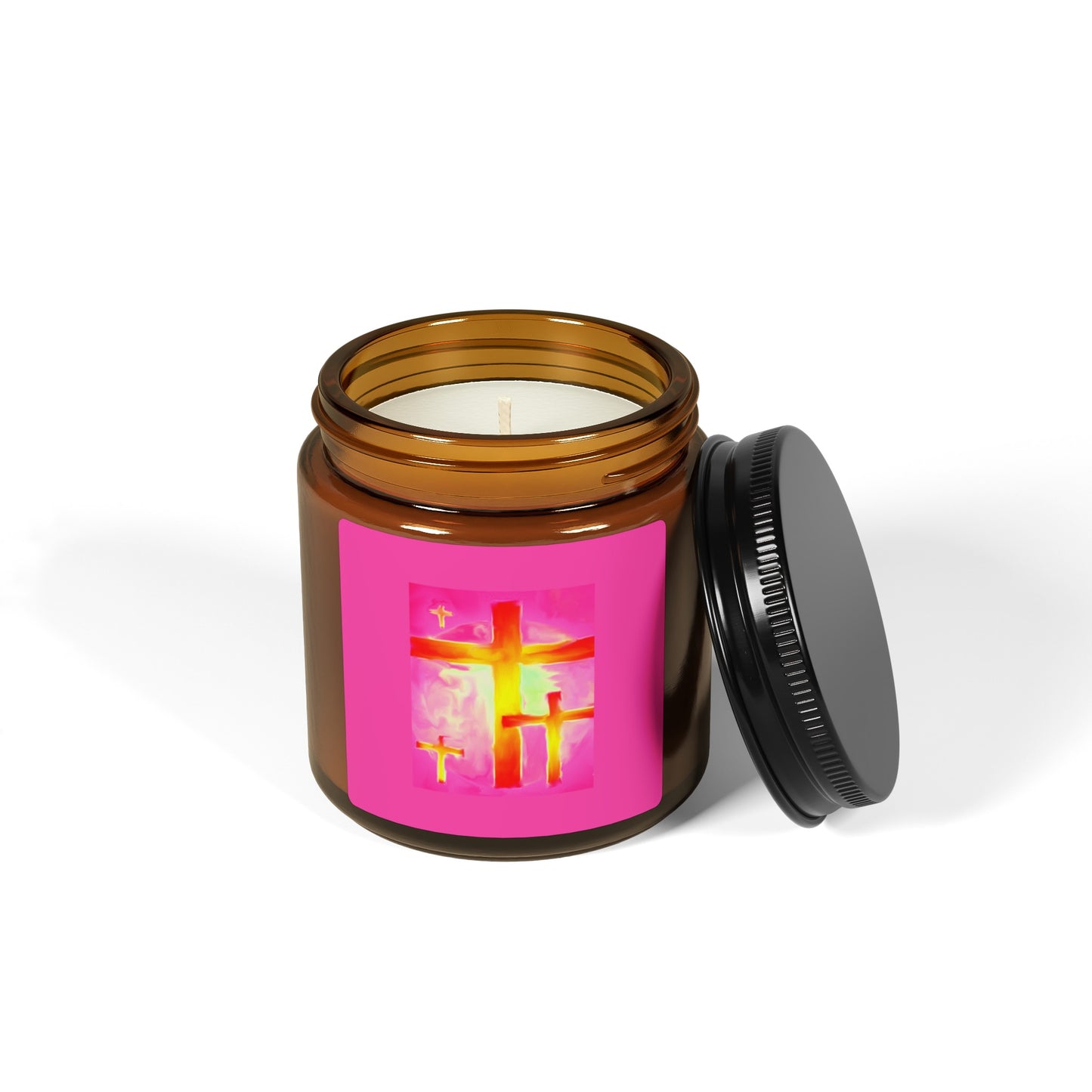 Scented Soy Candle | Multi-Size, Amber Jar - Pink Frog