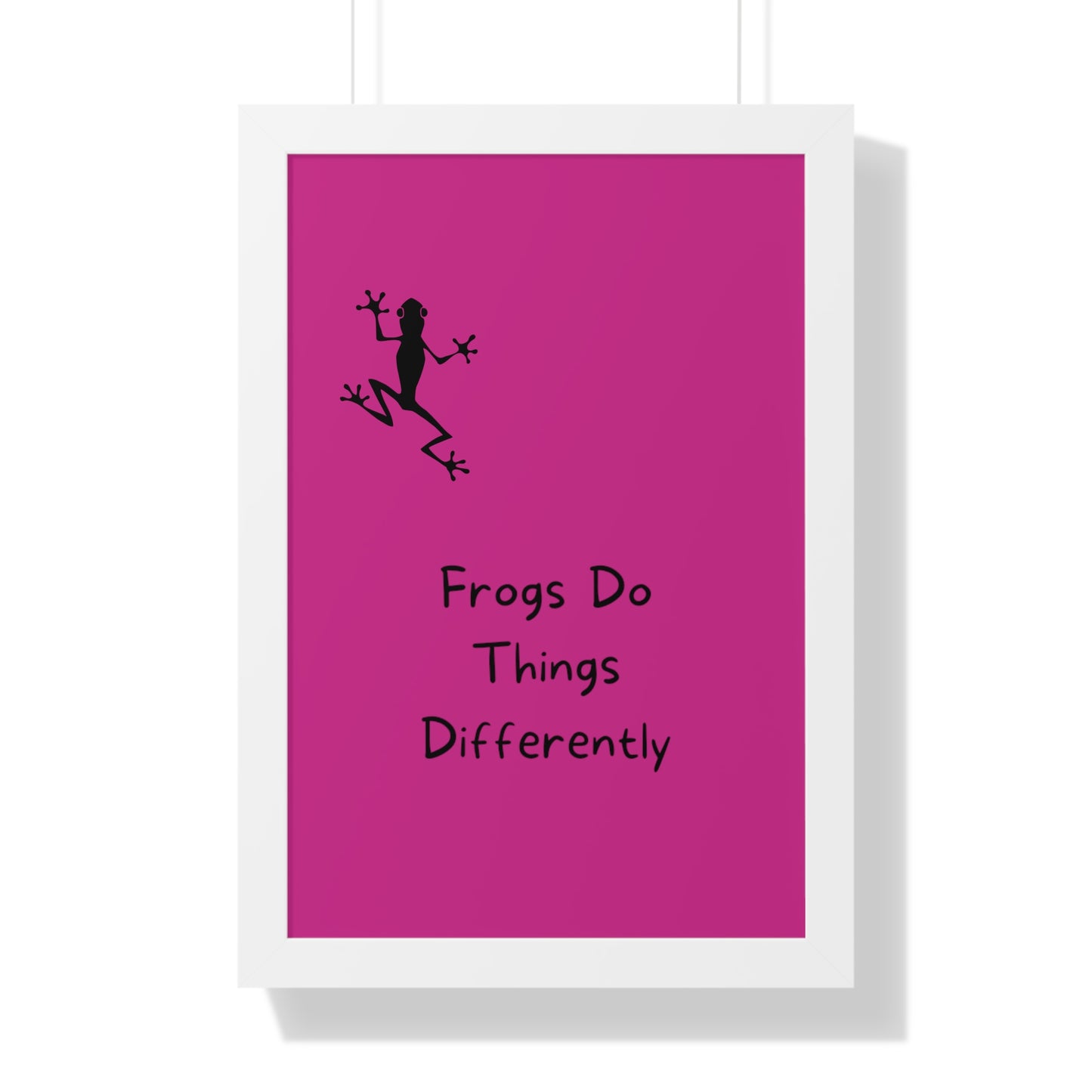 Pink Frog - Framed Vertical Poster - Climb The Walls - Gift