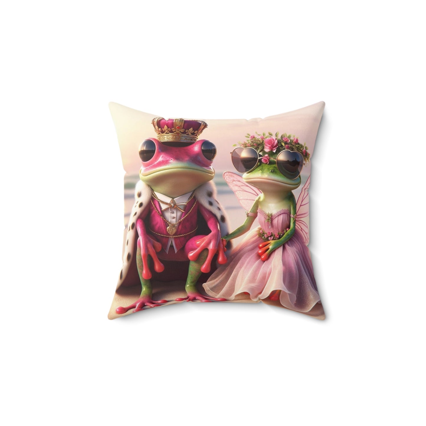 Pink Frog | Spun Polyester Square Pillow - Princess