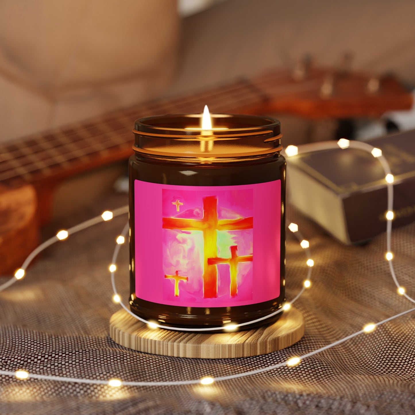 Scented Soy Candle | Multi-Size, Amber Jar - Pink Frog