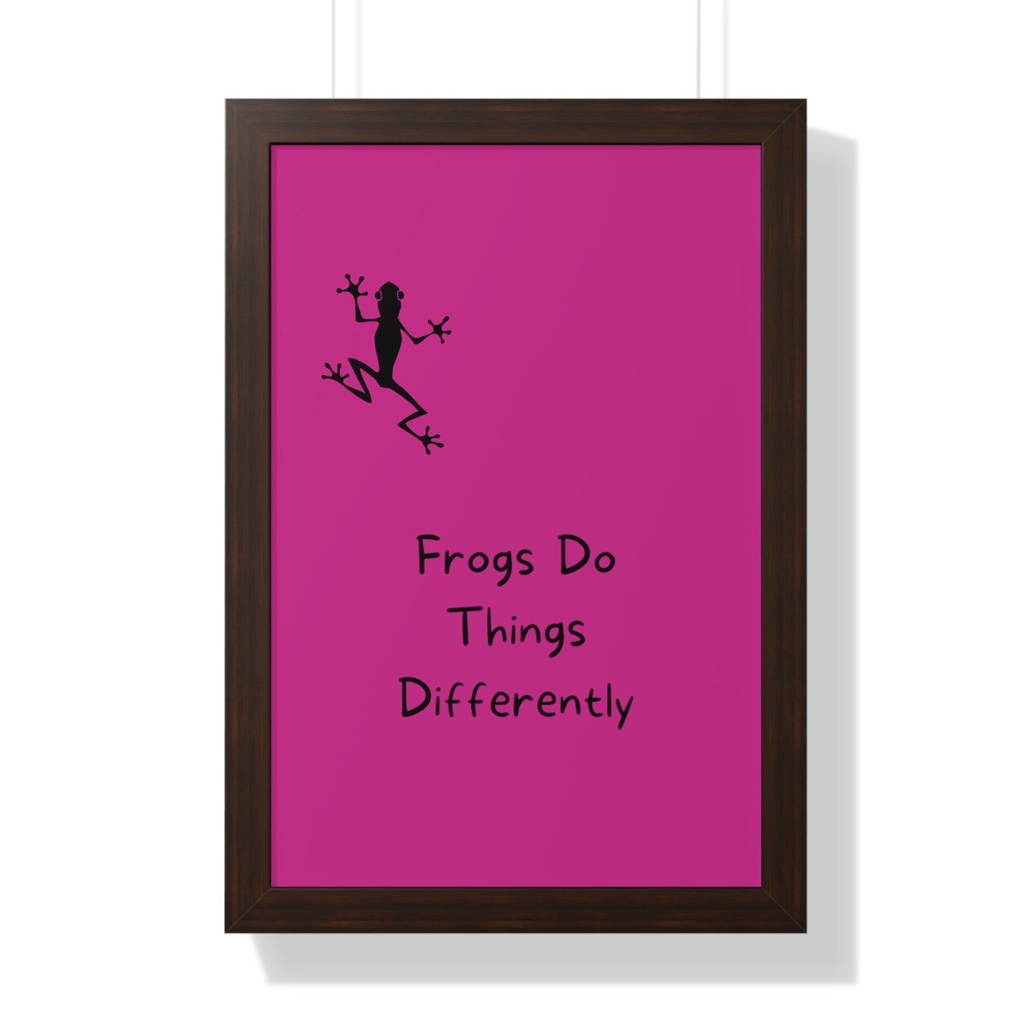 Pink Frog - Framed Vertical Poster - Climb The Walls - Gift