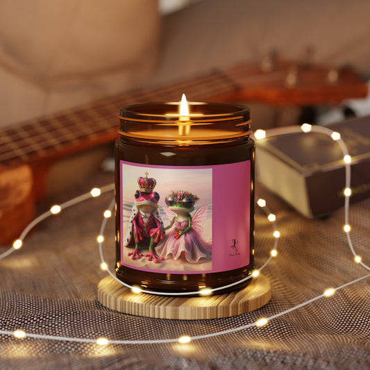 Scented Soy Candle | Multi-Size, Amber Jar - Pink Frog