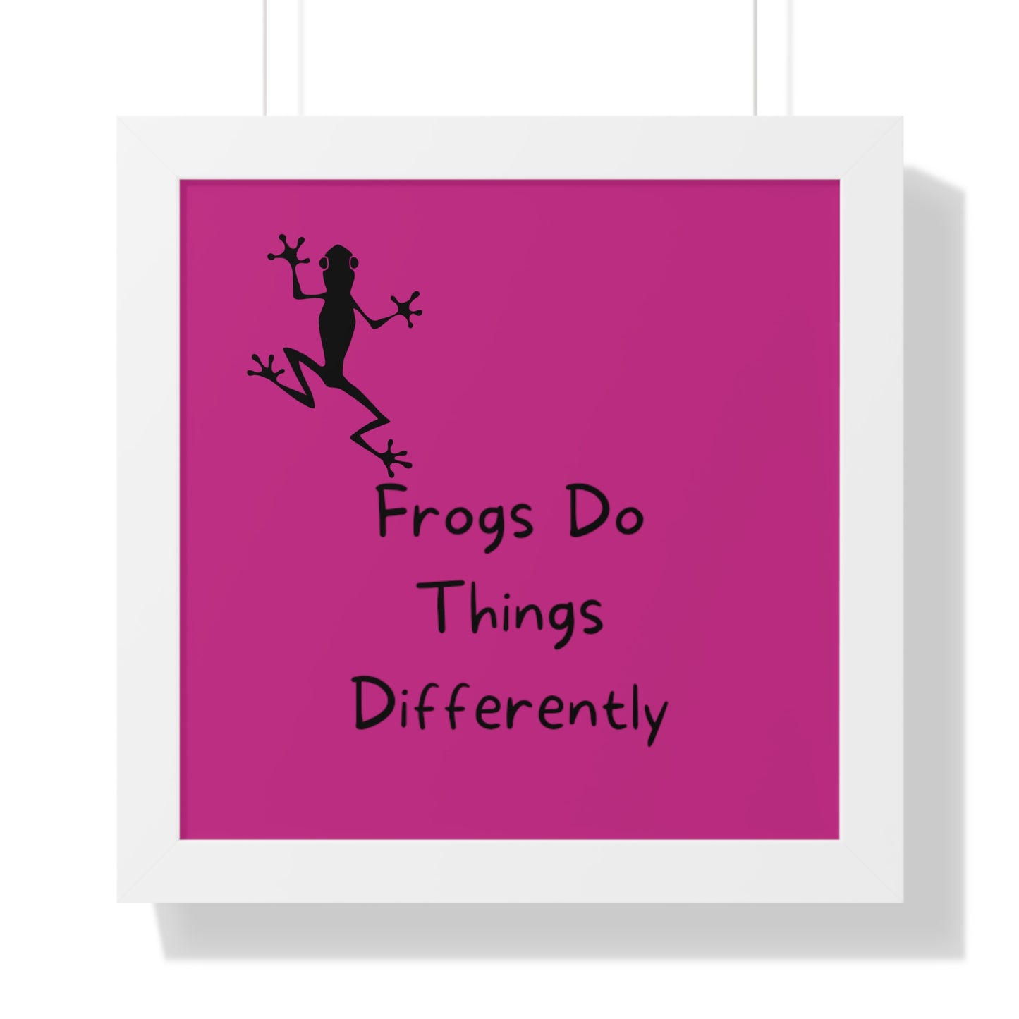 Pink Frog - Framed Vertical Poster - Climb The Walls - Gift