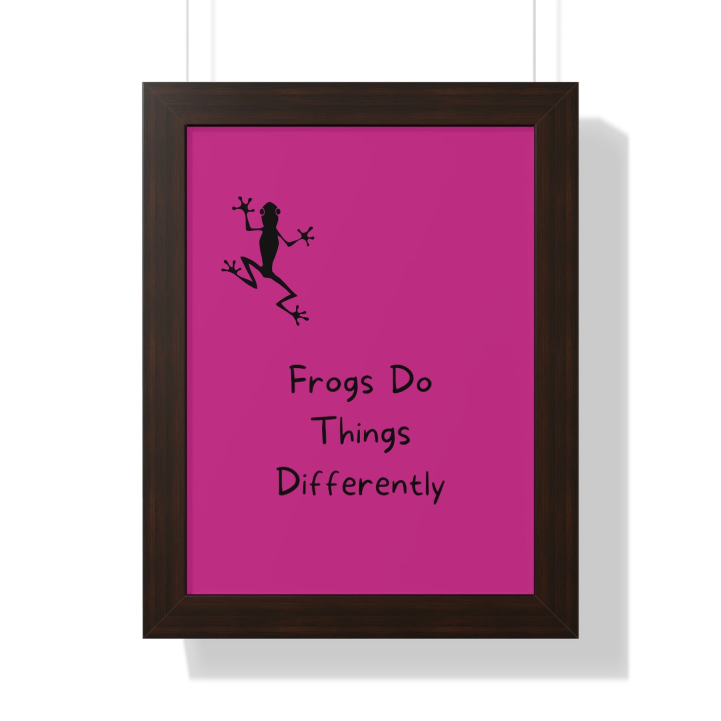 Pink Frog - Framed Vertical Poster - Climb The Walls - Gift