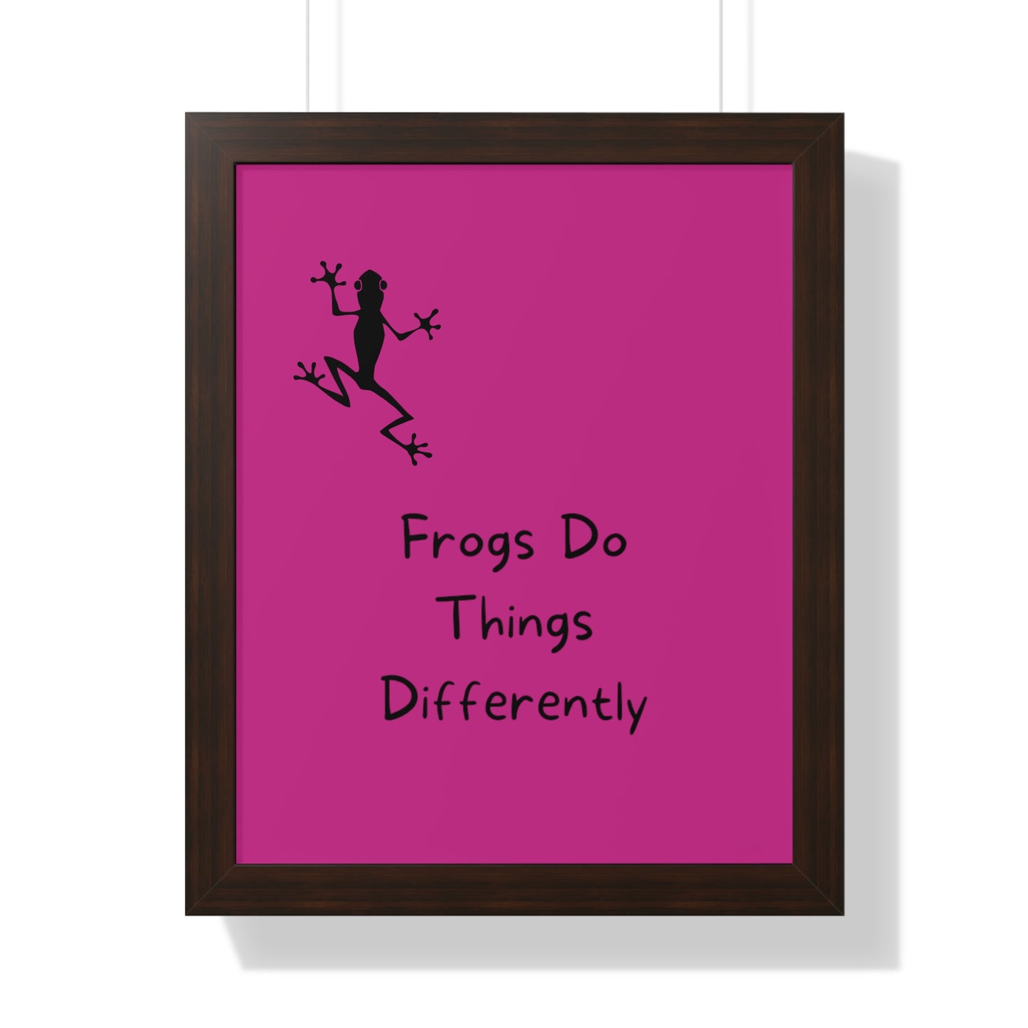 Pink Frog - Framed Vertical Poster - Climb The Walls - Gift