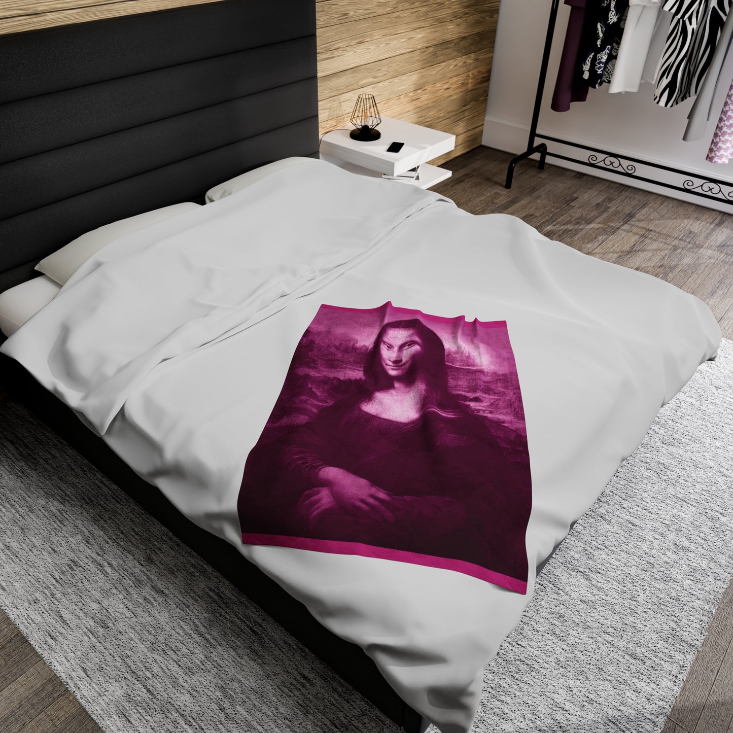 Luxurious Pink Mona Lisa Velveteen Plush Blanket