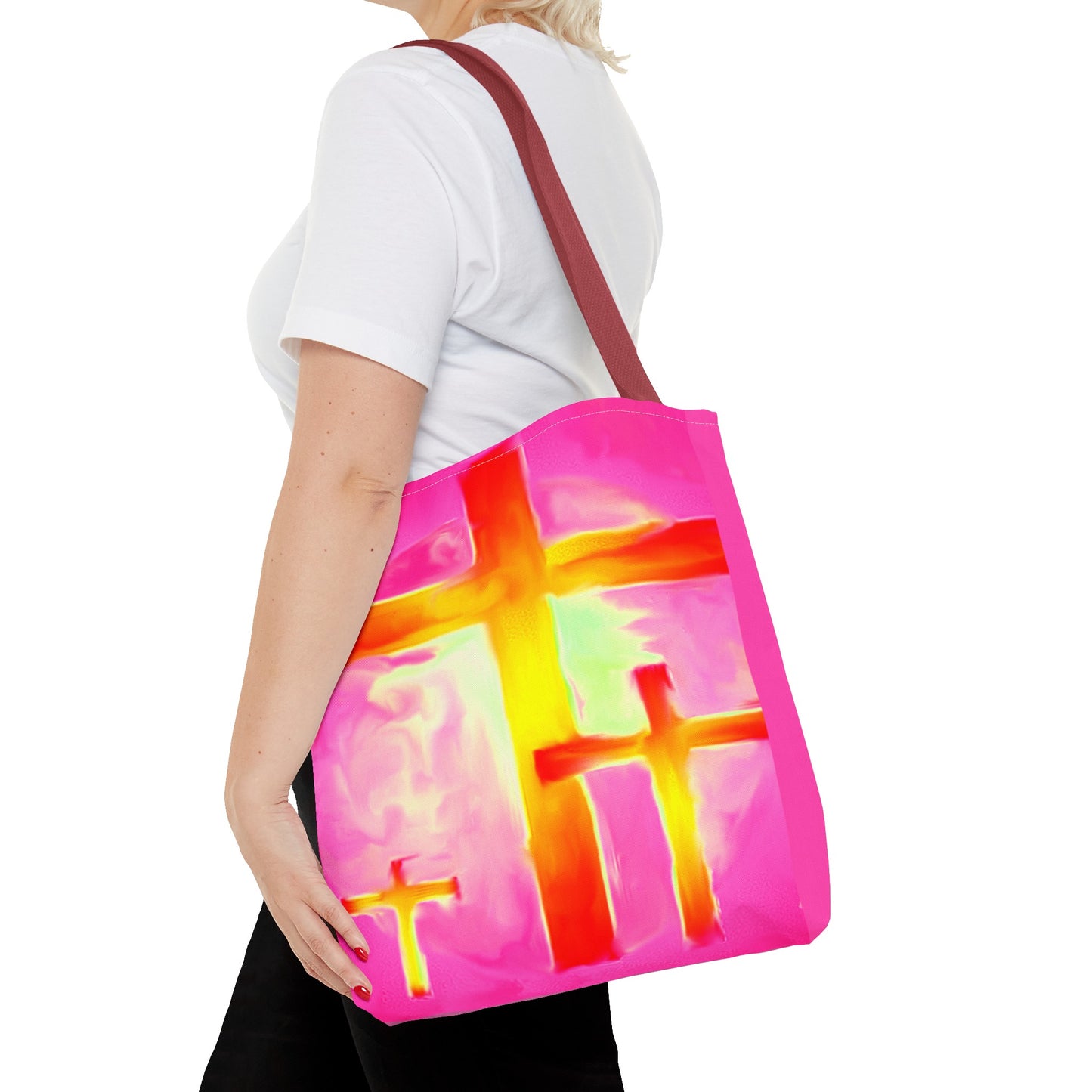 Pink Cross Art Tote Bag - Shopping Bags