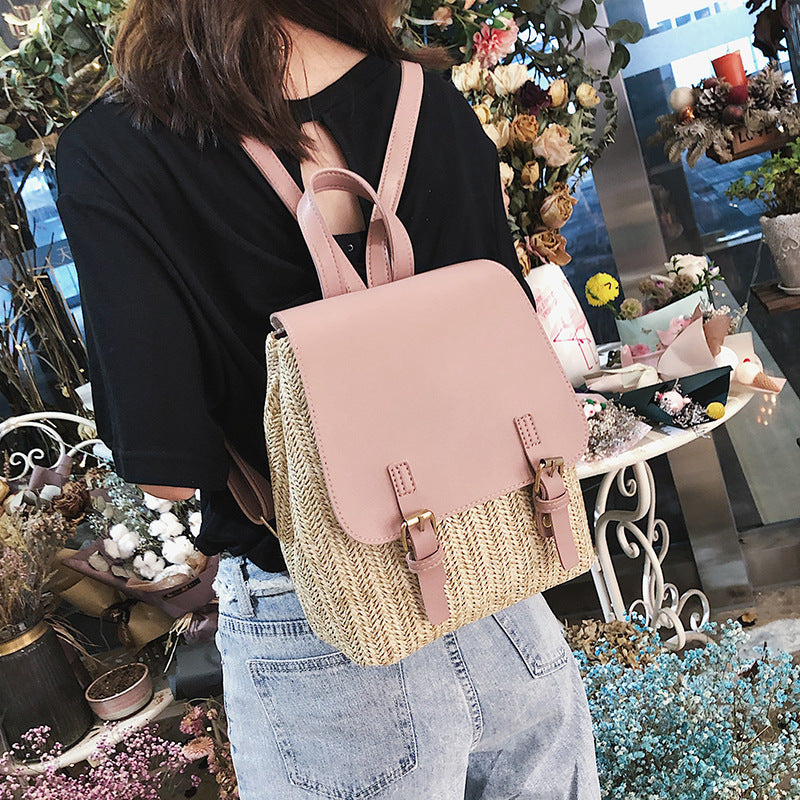 Straw Backpack | Female Travel Bag