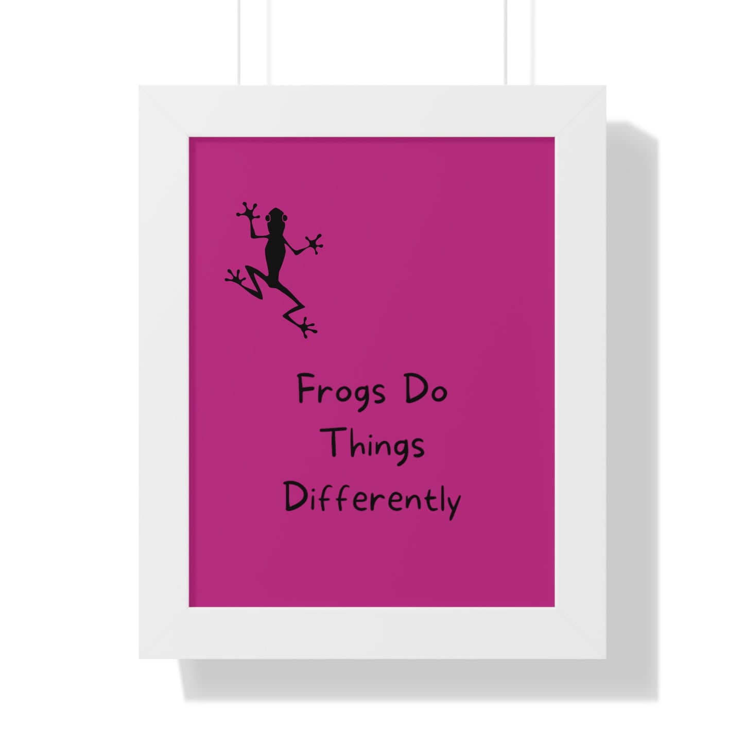 Pink Frog - Framed Vertical Poster - Climb The Walls - Gift