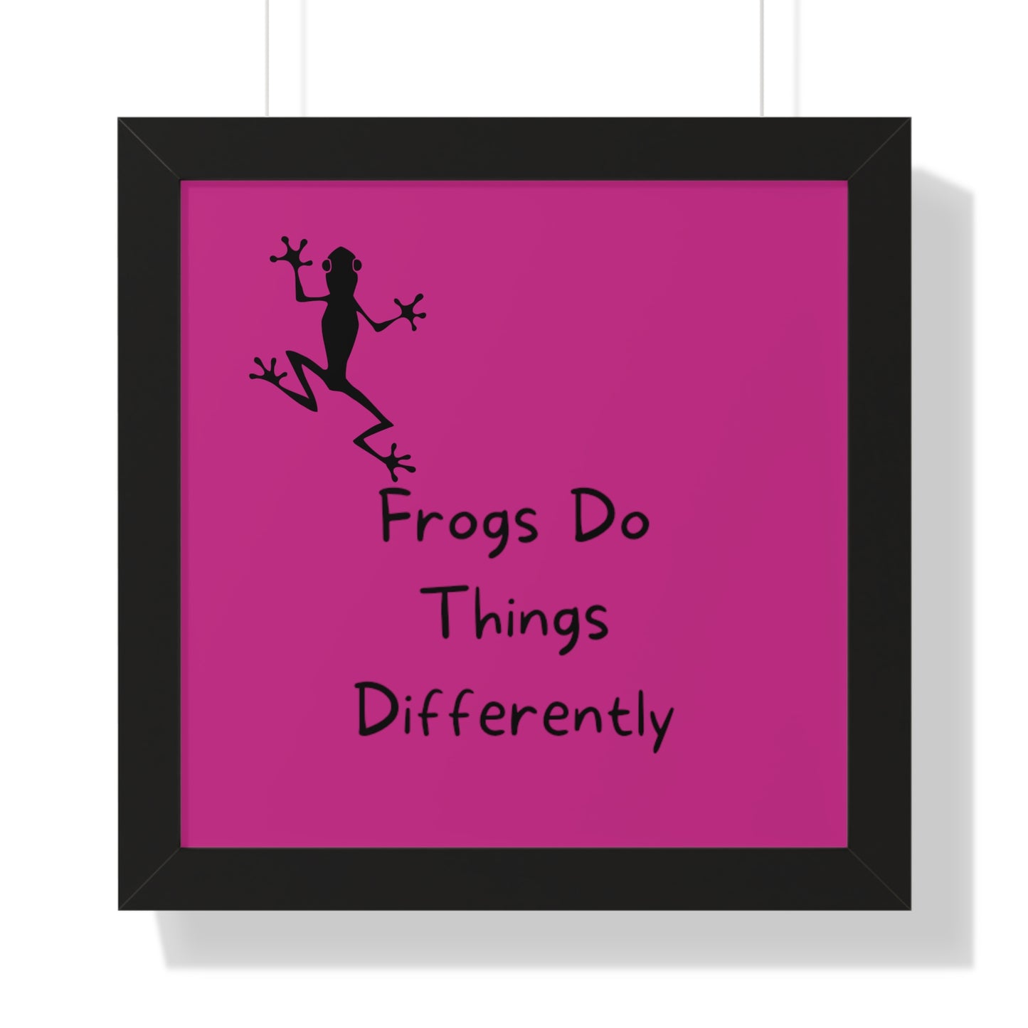 Pink Frog - Framed Vertical Poster - Climb The Walls - Gift