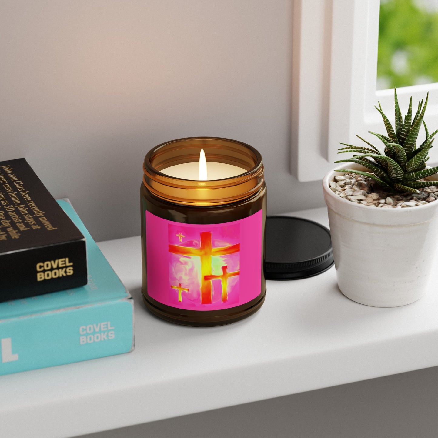 Scented Soy Candle | Multi-Size, Amber Jar - Pink Frog