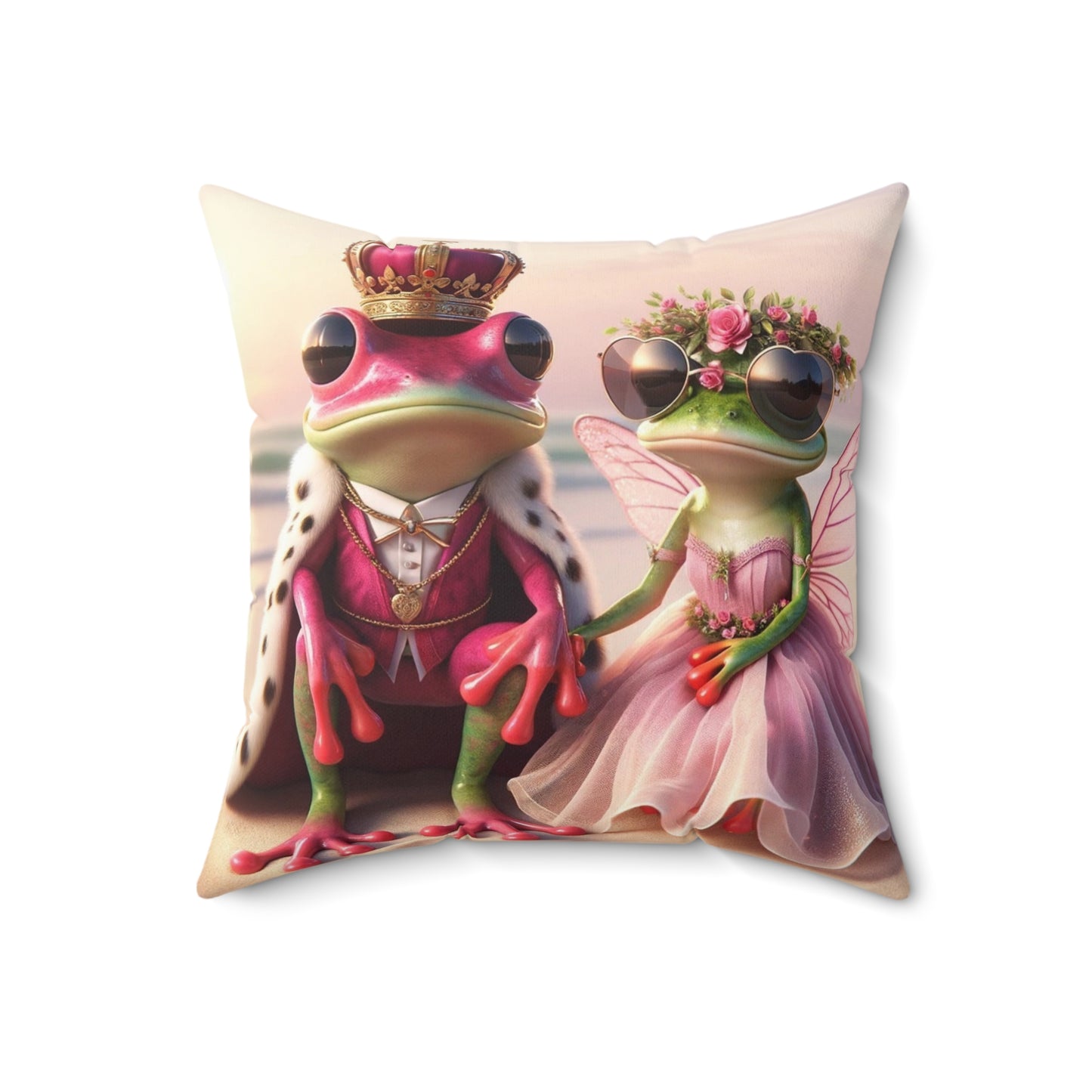 Pink Frog | Spun Polyester Square Pillow - Princess