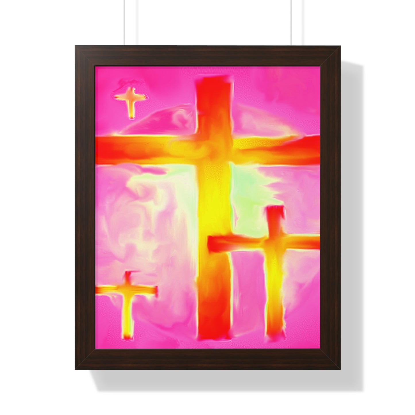 Pink Cross Art Design - Framed Vertical Poster - Inspirational Beauty