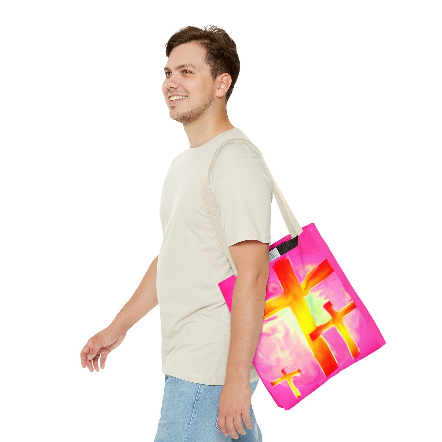 Pink Cross Art Tote Bag - Shopping Bags