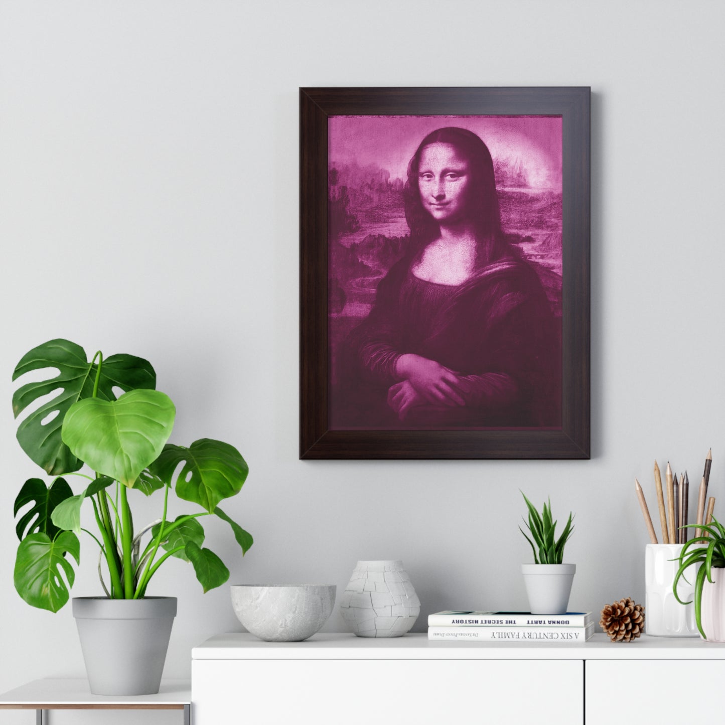 Pink Mona Lisa - Framed Vertical Poster