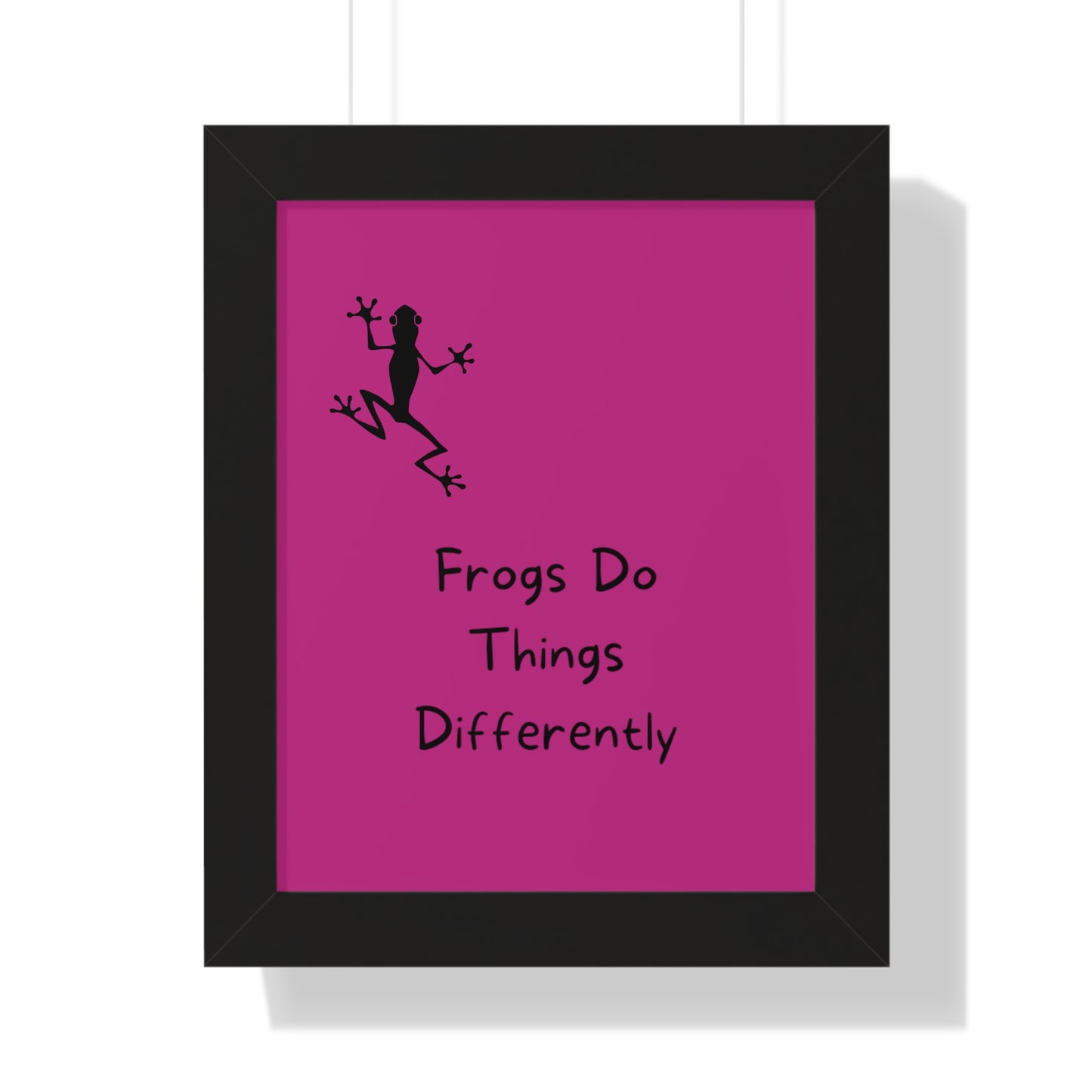 Pink Frog - Framed Vertical Poster - Climb The Walls - Gift