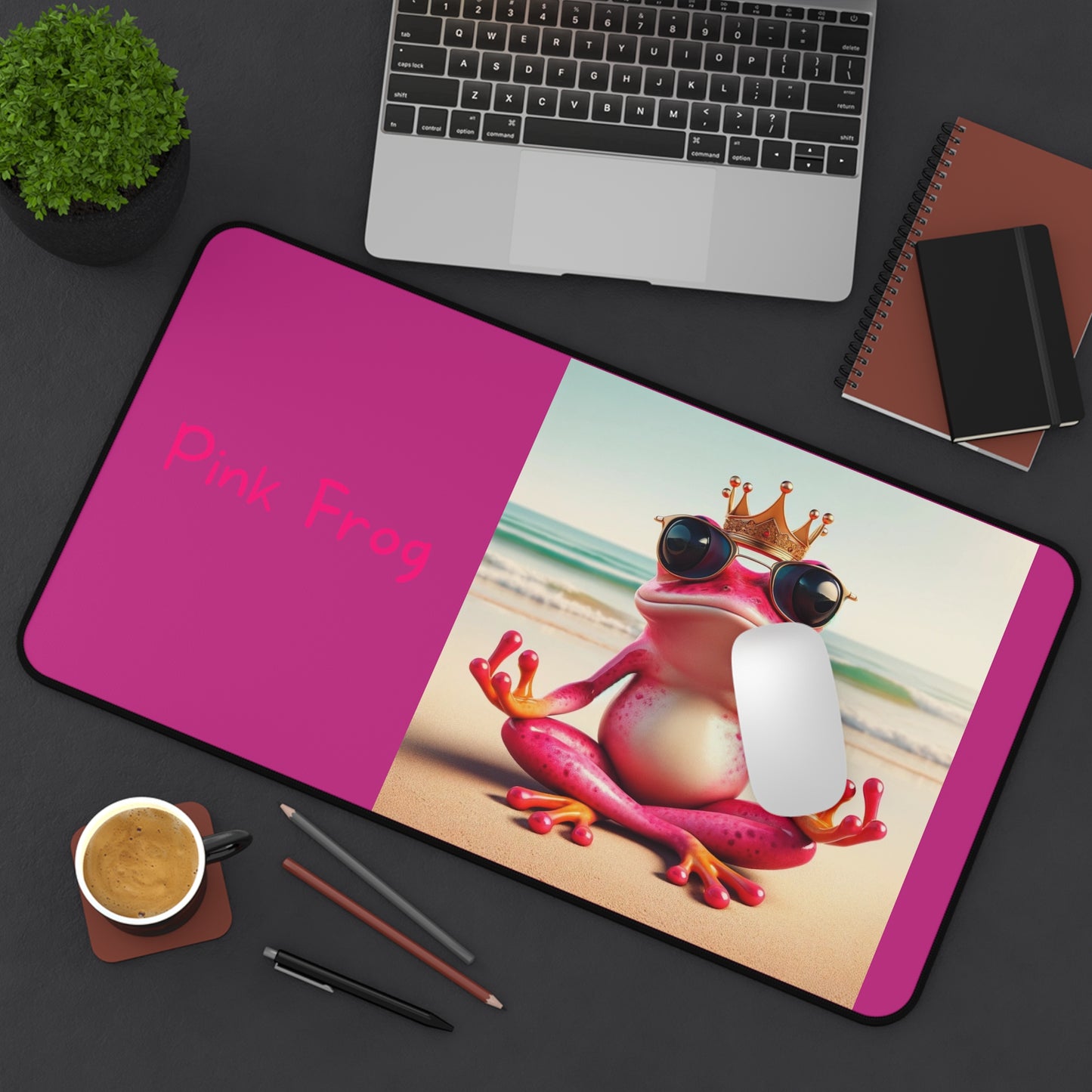 Pink Frog Desk Mat For Computer | Mouse Tracking Pad