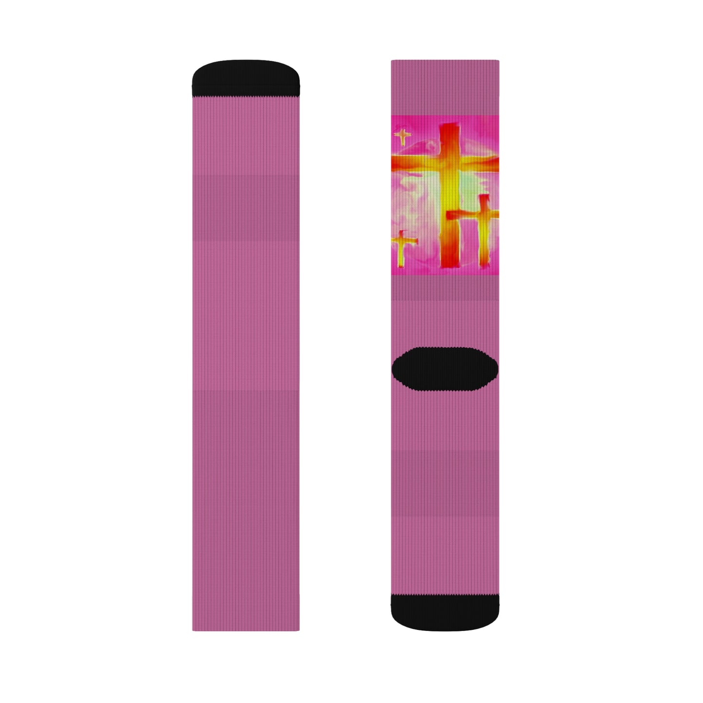 Pink Cross Art Socks - Stepping Out In Style