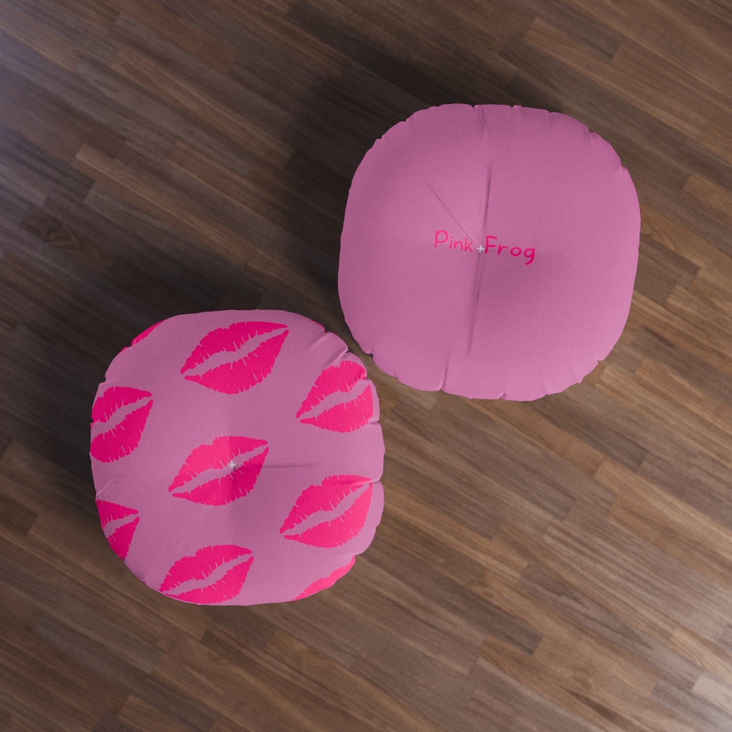 Tufted Floor Pillow | Round Floor Cushion - Pink Frog