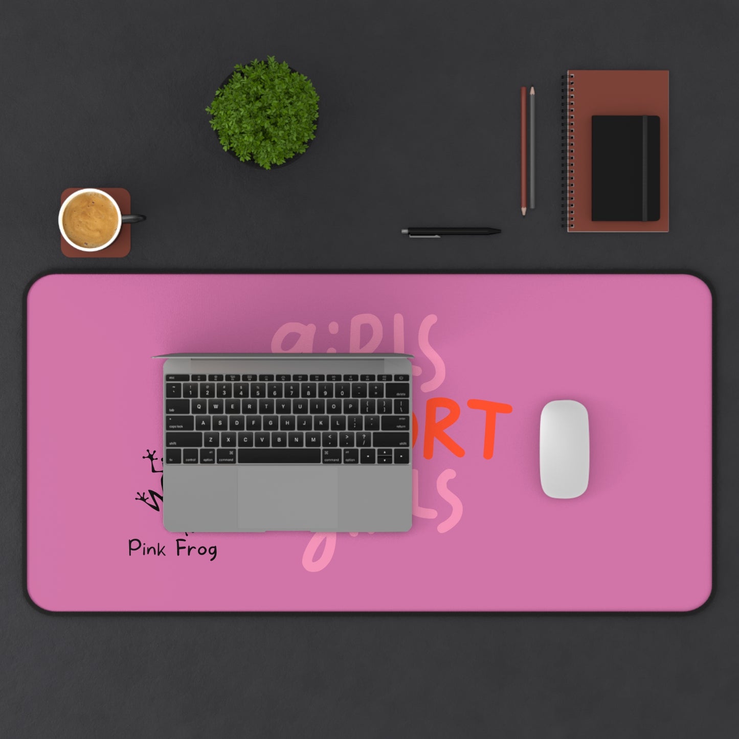 Desk Mat | Computer Mouse Pad - Pink Frog