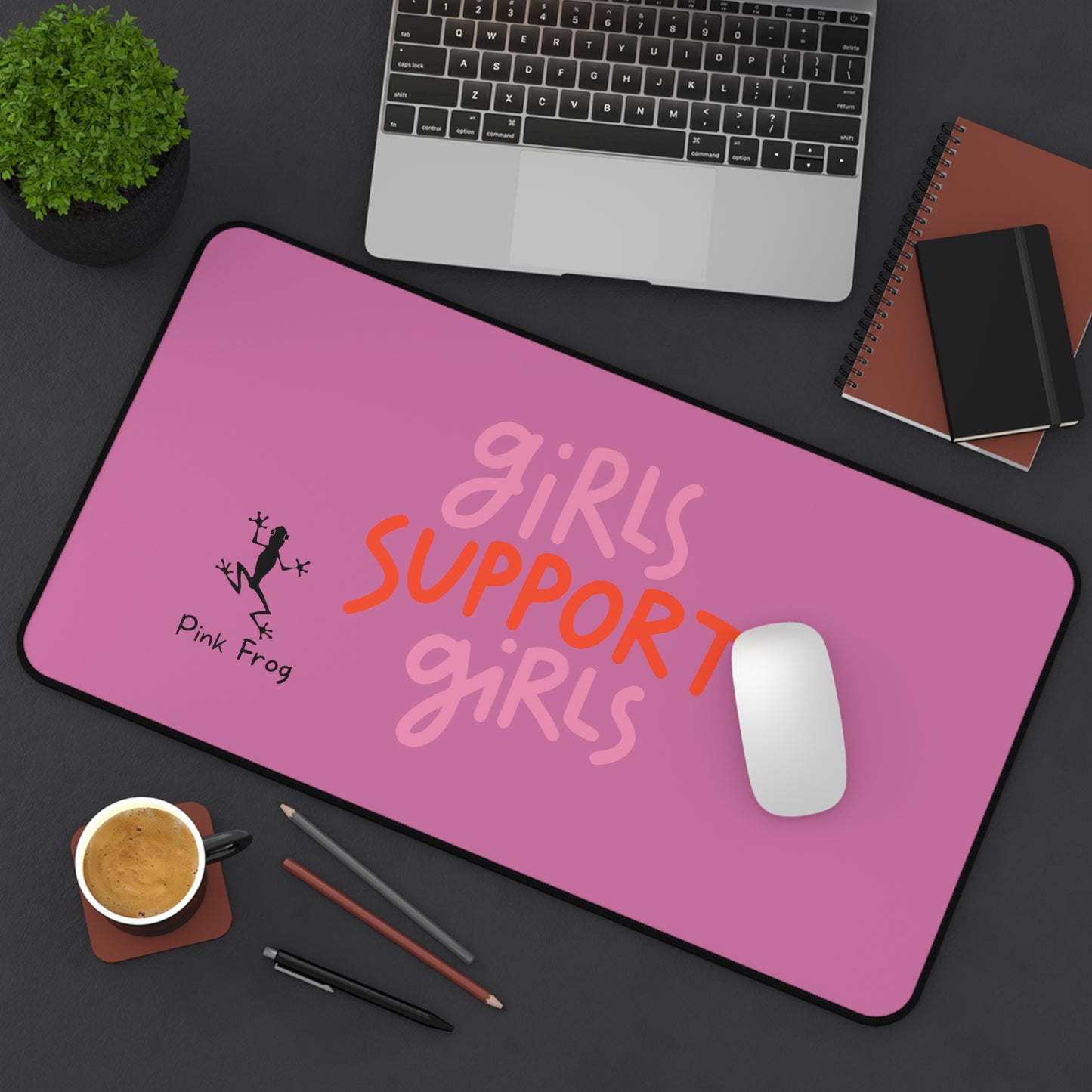 Desk Mat | Computer Mouse Pad - Pink Frog