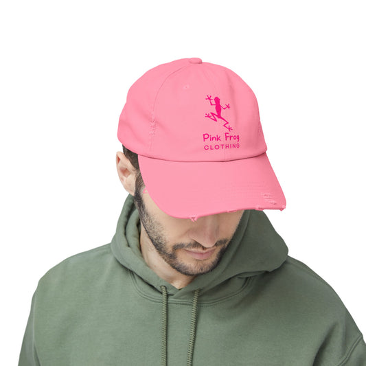 Pink Frog Unisex Distressed Cap - Leap Of Faith