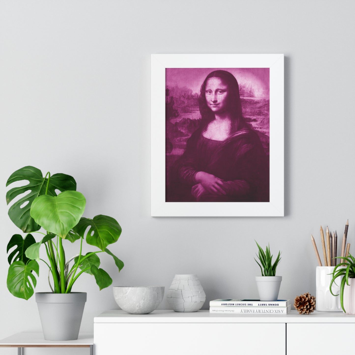 Pink Mona Lisa - Framed Vertical Poster