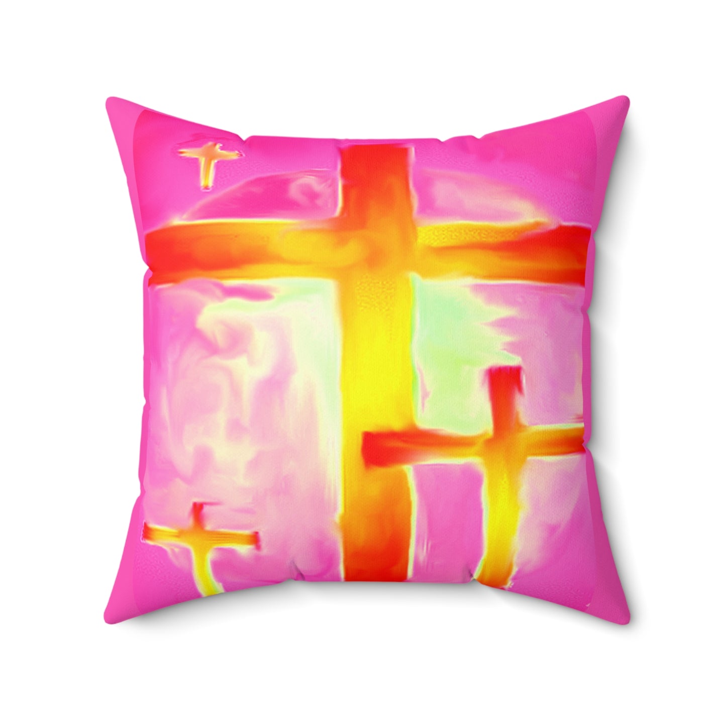 Pink Frog | Spun Polyester Square Pillow - Cross Art