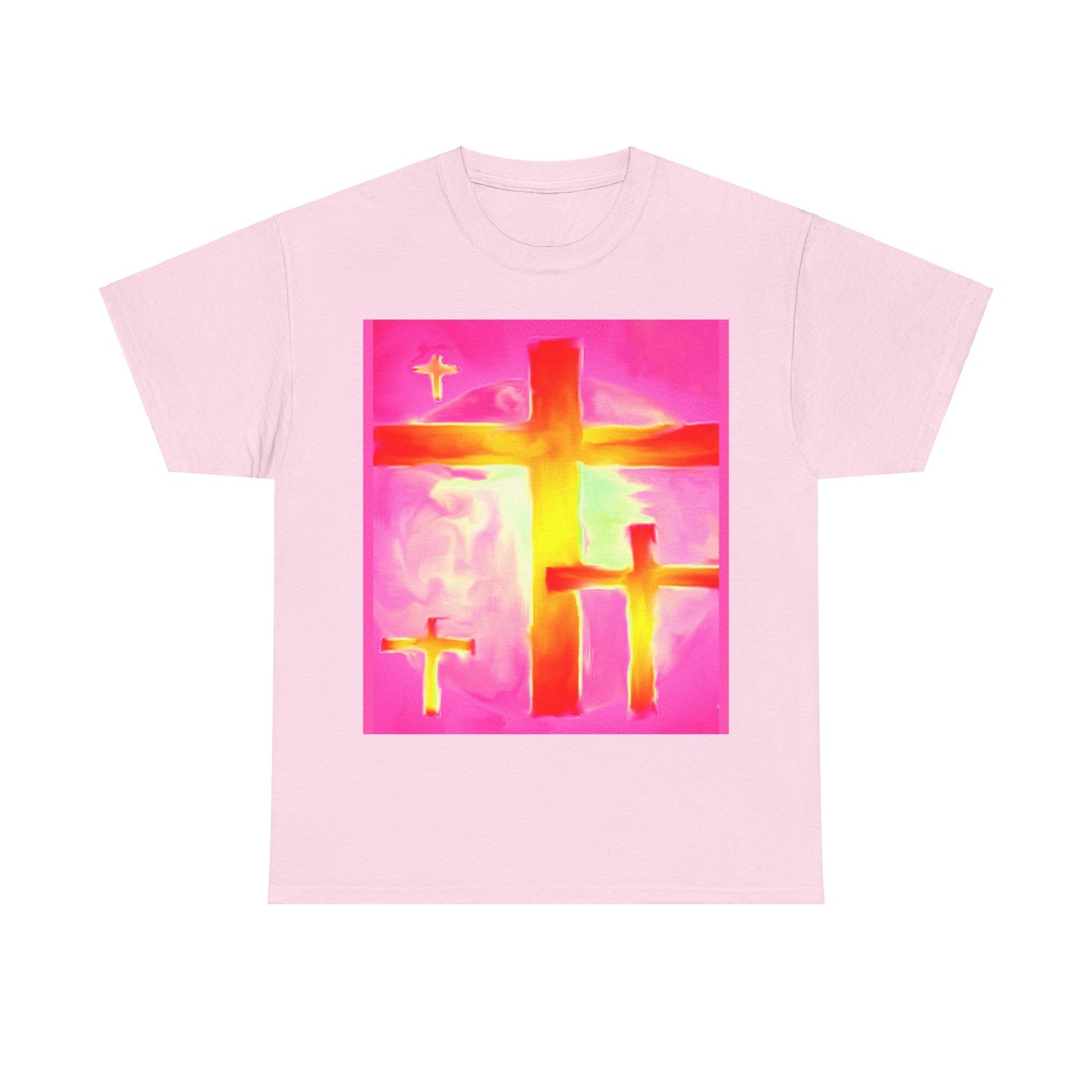 Pink Cross Art Unisex Heavy Cotton Tee