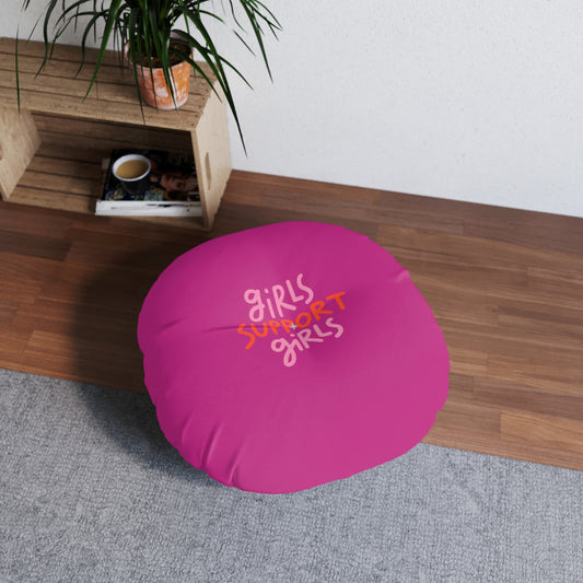 Tufted Floor Pillow | Round Floor Cushion - Pink Frog