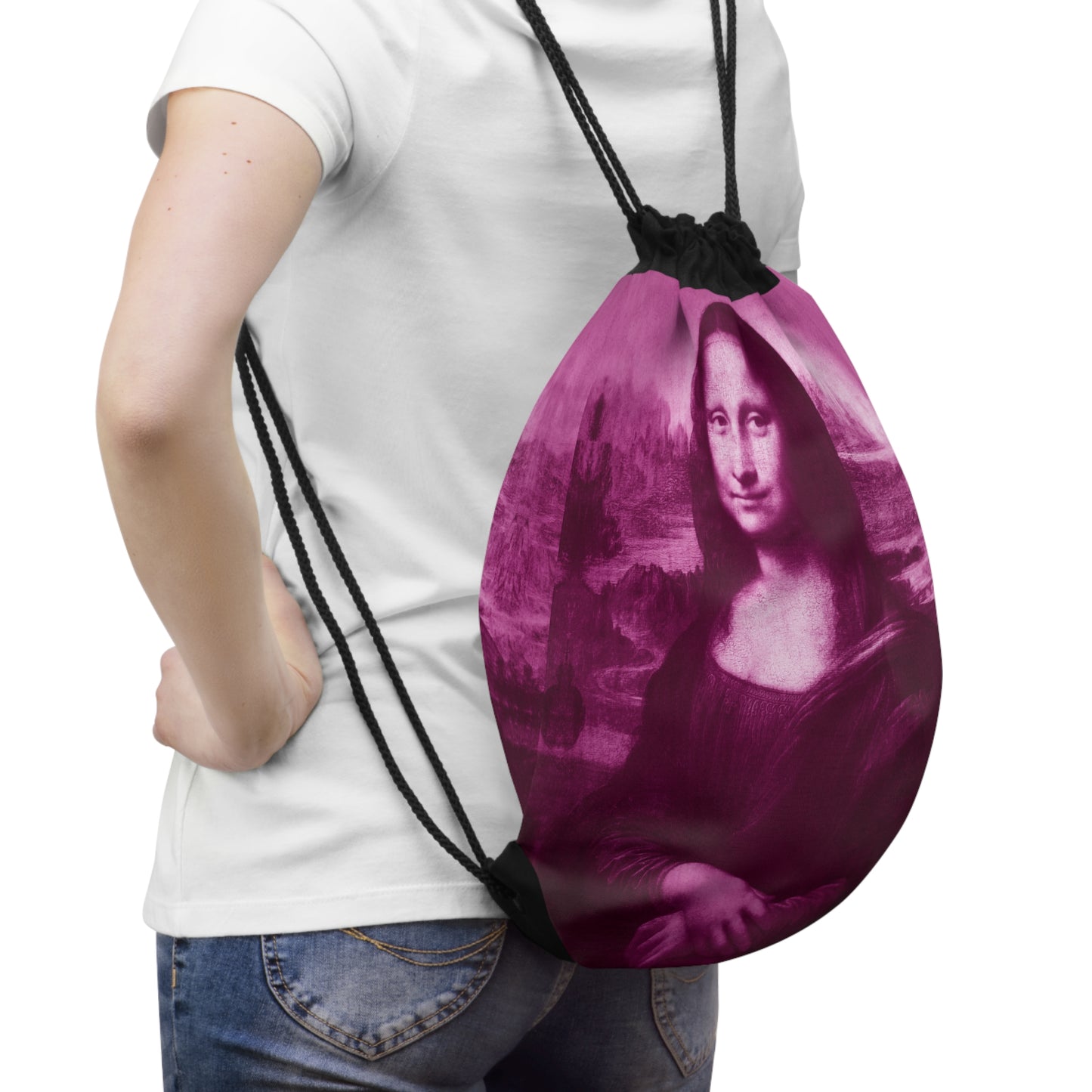 Drawstring Bag | Pink Frog - Mona Lisa