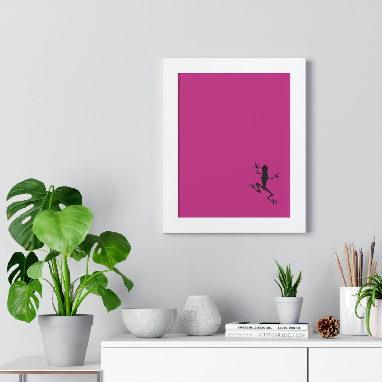 Pink Frog Framed Vertical Poster: Climb The Ladder Of Success