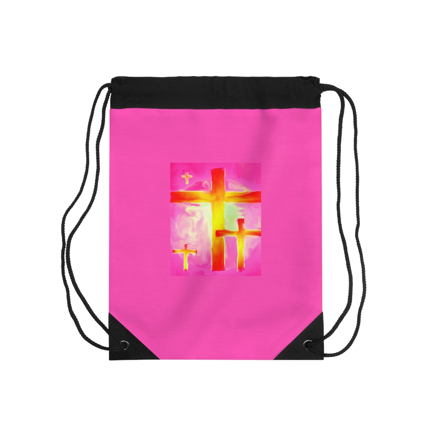 Drawstring Bag | Pink Frog - Cross Art