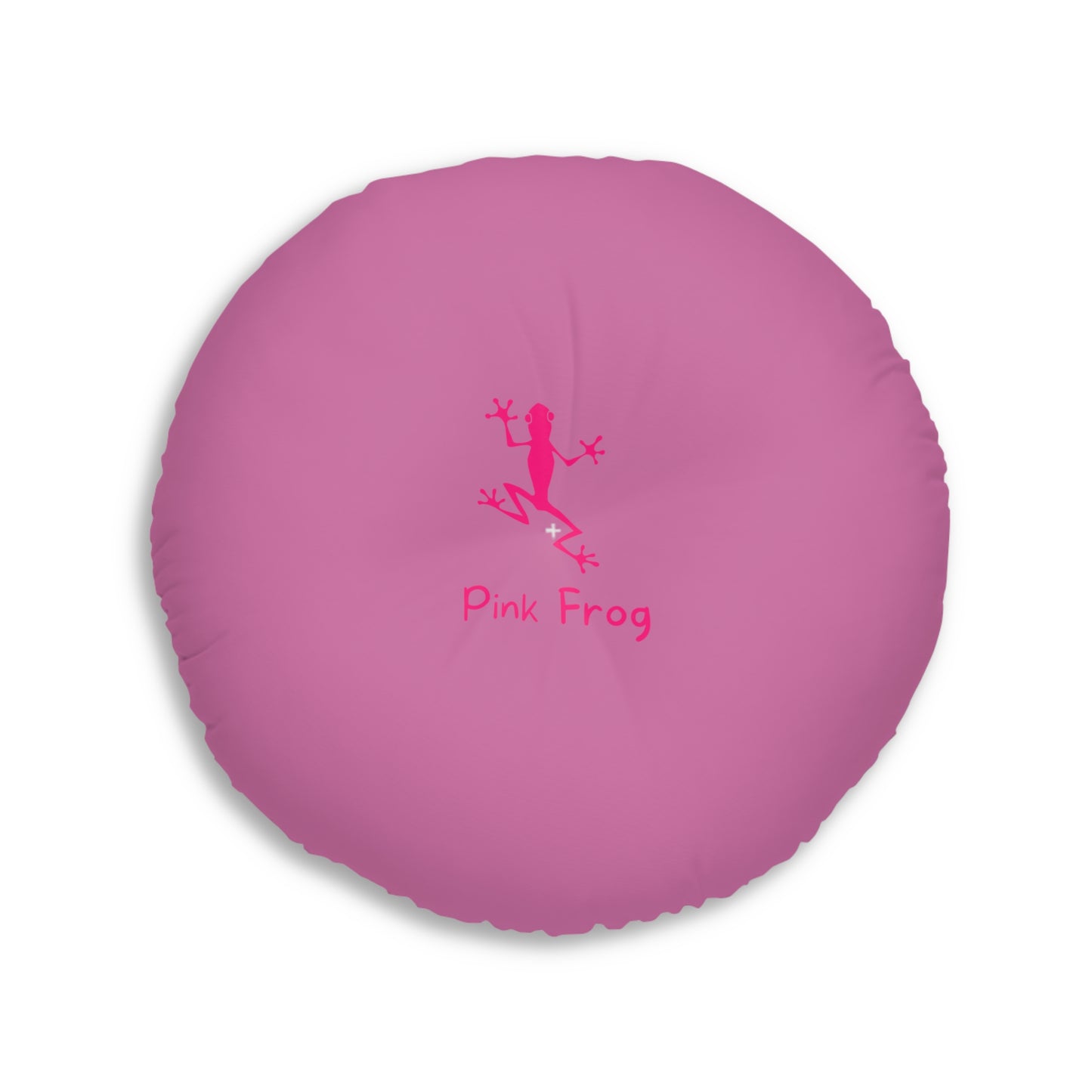 Tufted Floor Pillow | Round Floor Cushion - Pink Frog