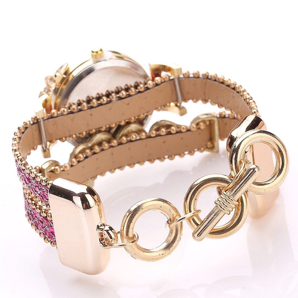 Pink Elegant Women Bracelet Watches | Rhinestones