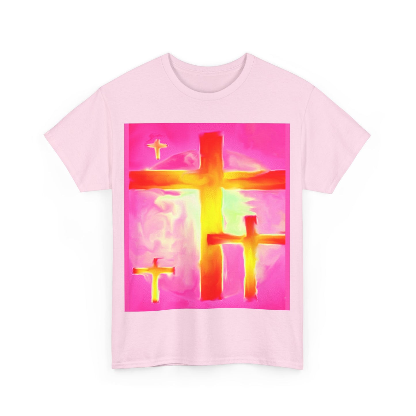 Pink Cross Art Unisex Heavy Cotton Tee