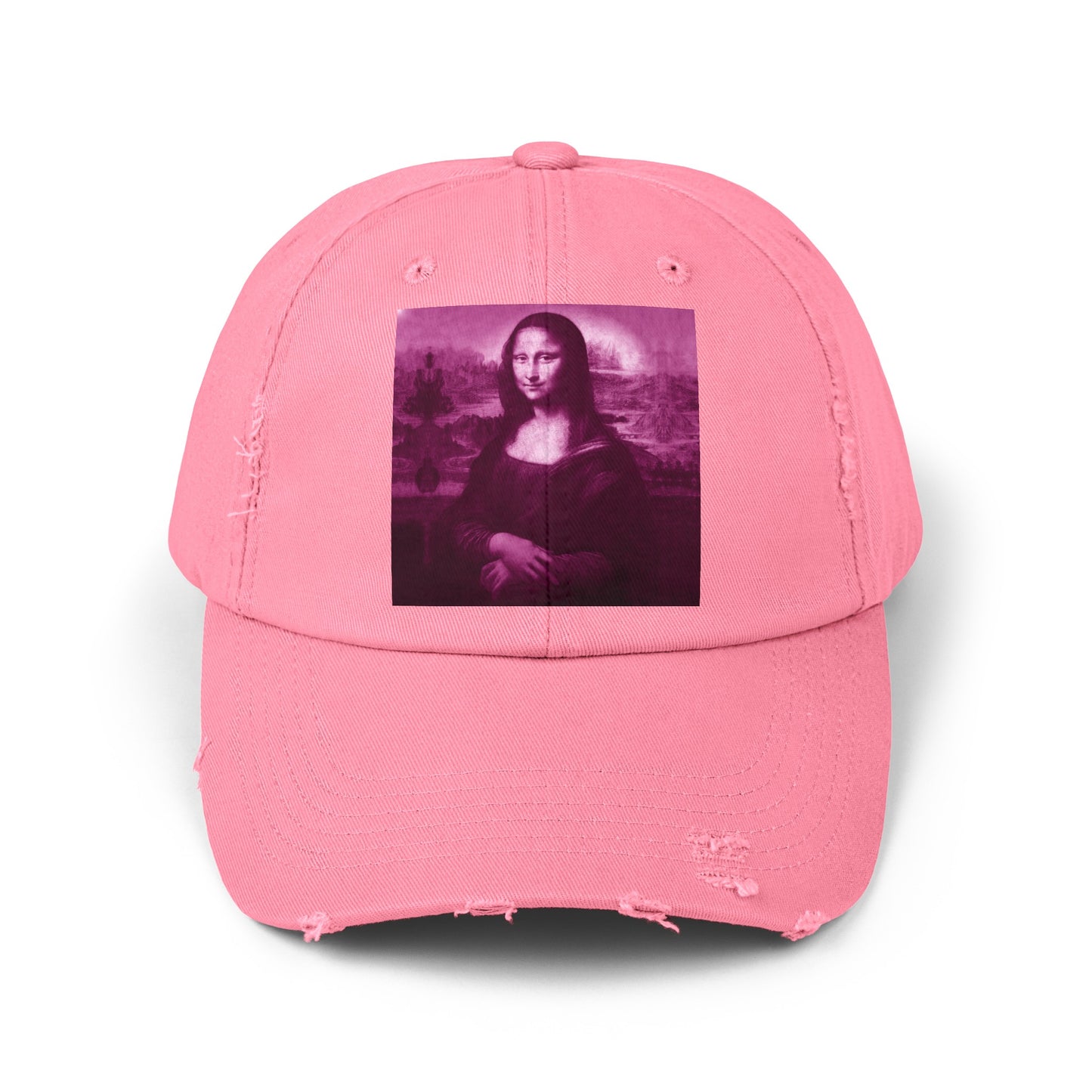 Pink Mona Lisa Unisex Distressed Cap - Classic