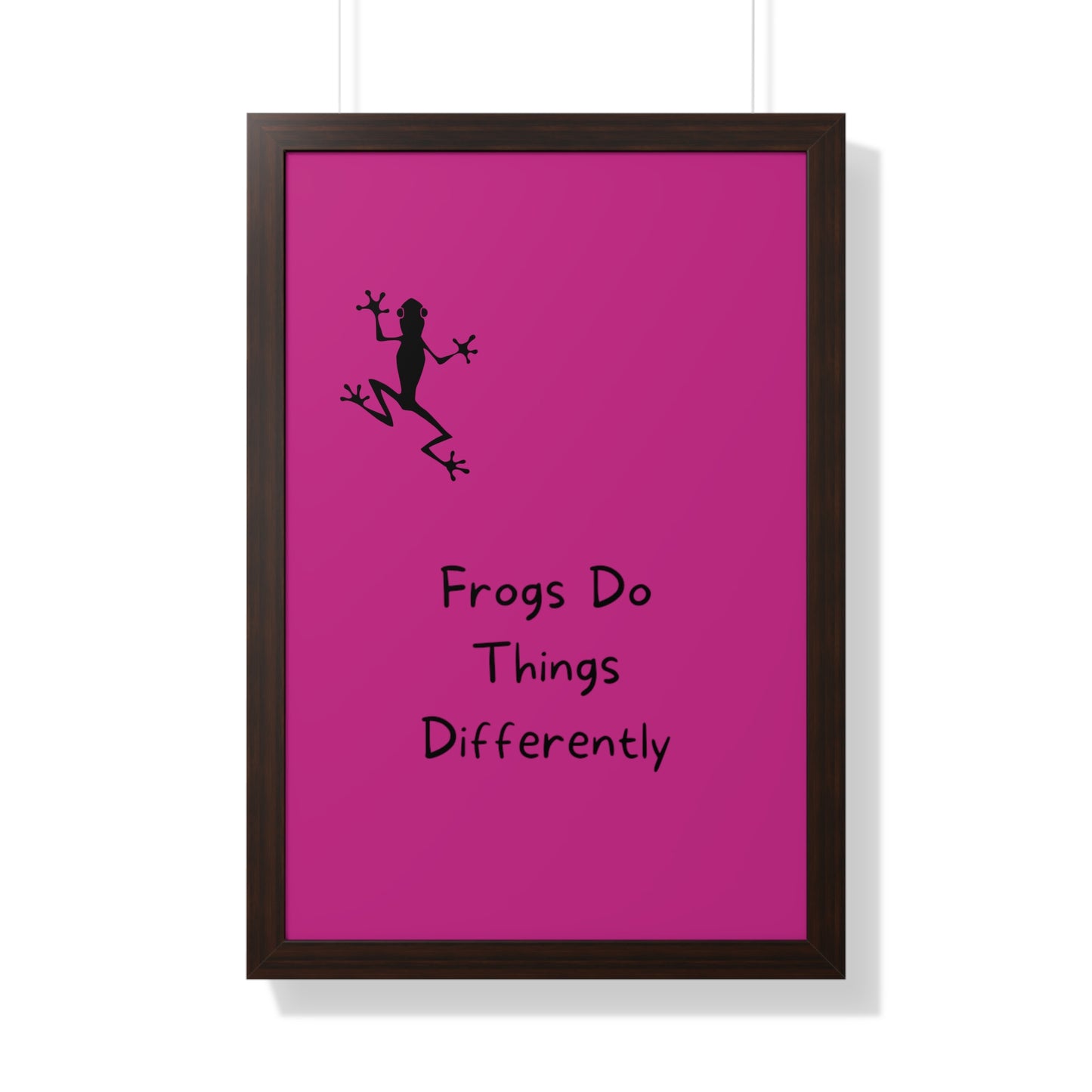 Pink Frog - Framed Vertical Poster - Climb The Walls - Gift