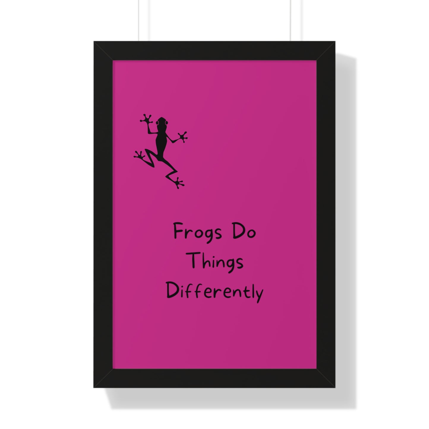 Pink Frog - Framed Vertical Poster - Climb The Walls - Gift