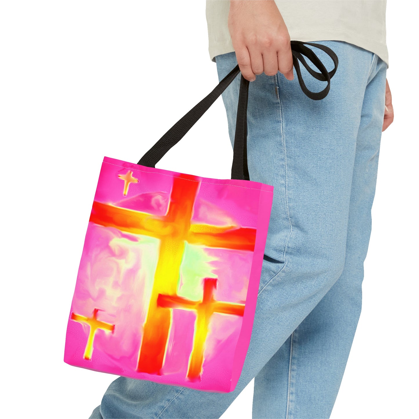 Pink Cross Art Tote Bag - Shopping Bags