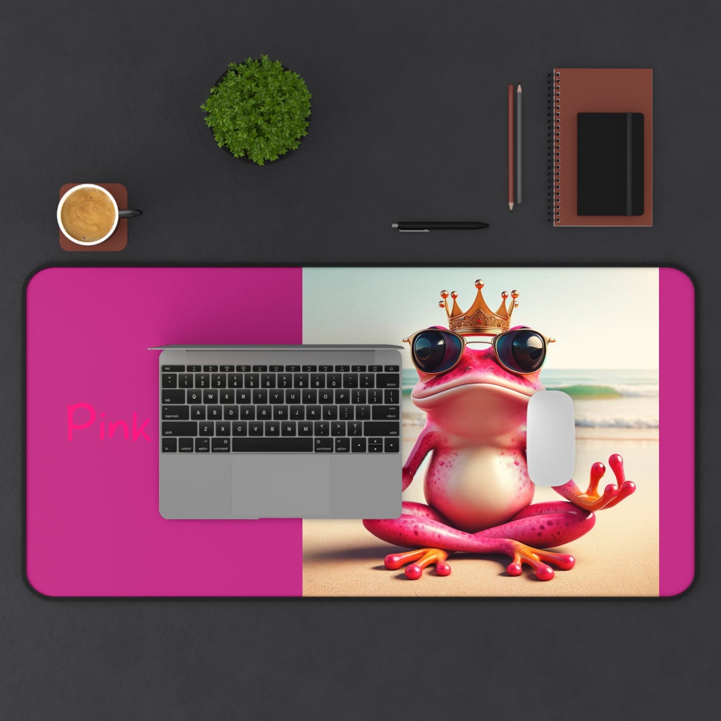 Pink Frog Desk Mat For Computer | Mouse Tracking Pad