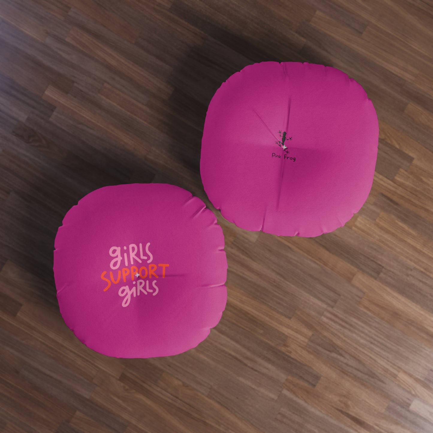 Tufted Floor Pillow | Round Floor Cushion - Pink Frog