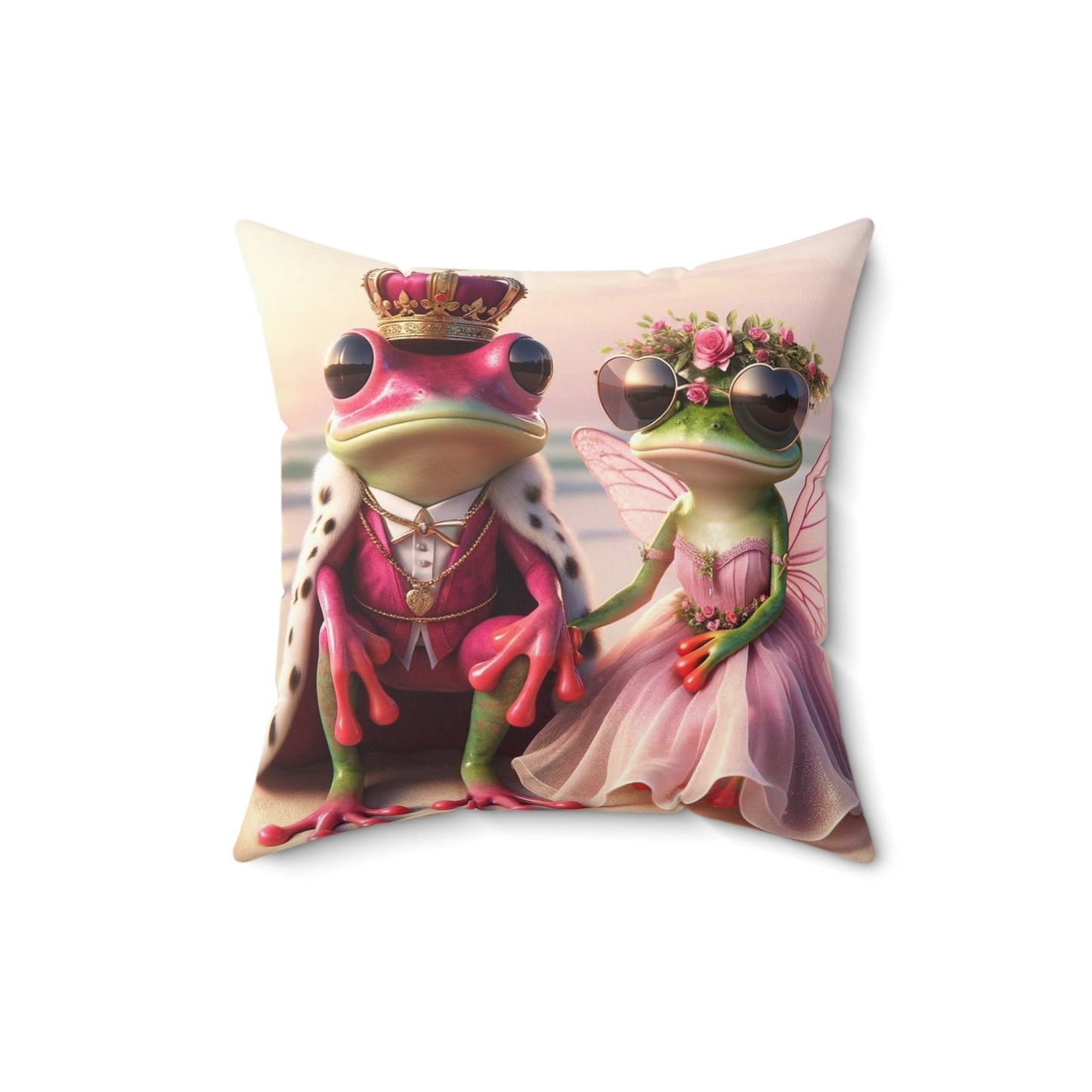 Pink Frog | Spun Polyester Square Pillow - Princess