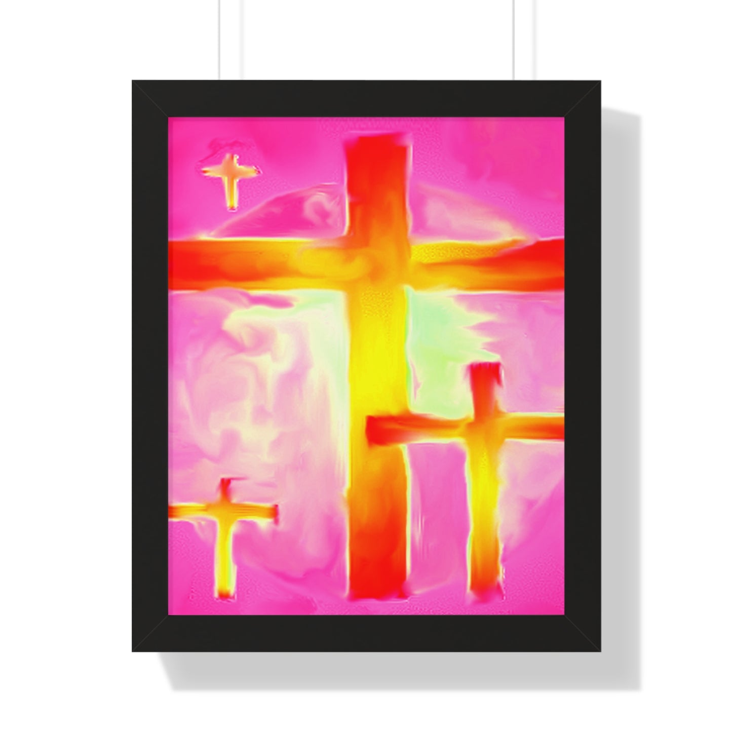 Pink Cross Art Design - Framed Vertical Poster - Inspirational Beauty