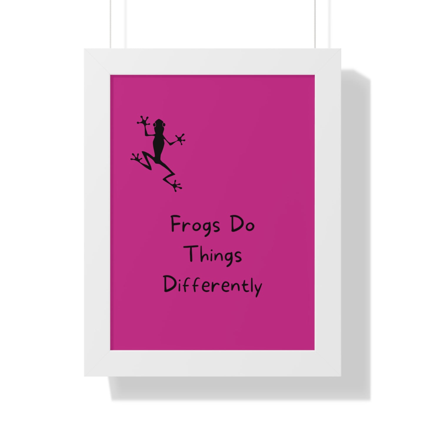 Pink Frog - Framed Vertical Poster - Climb The Walls - Gift